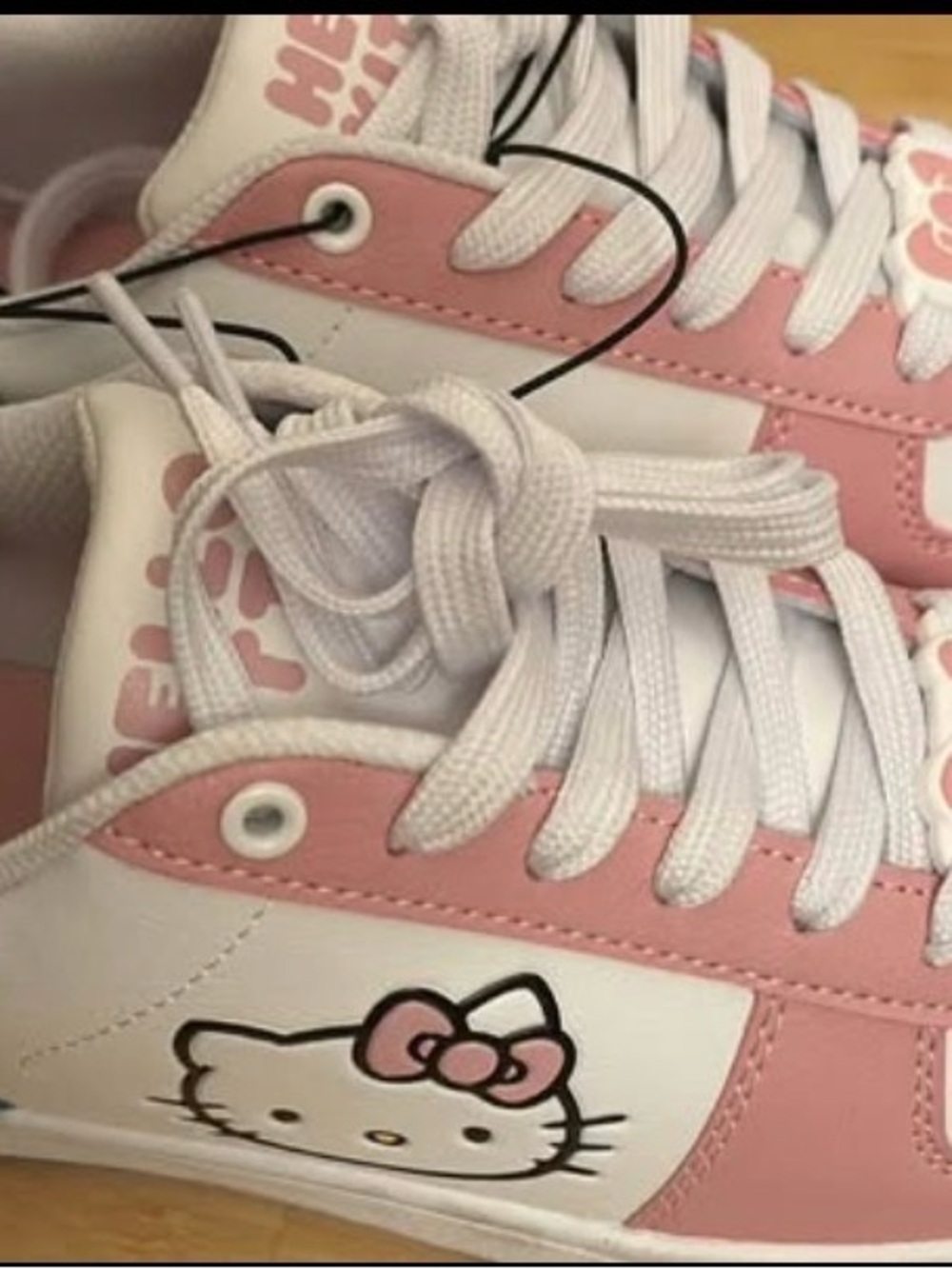Hello Kitty Pink and White Kids High-Top Sneakers